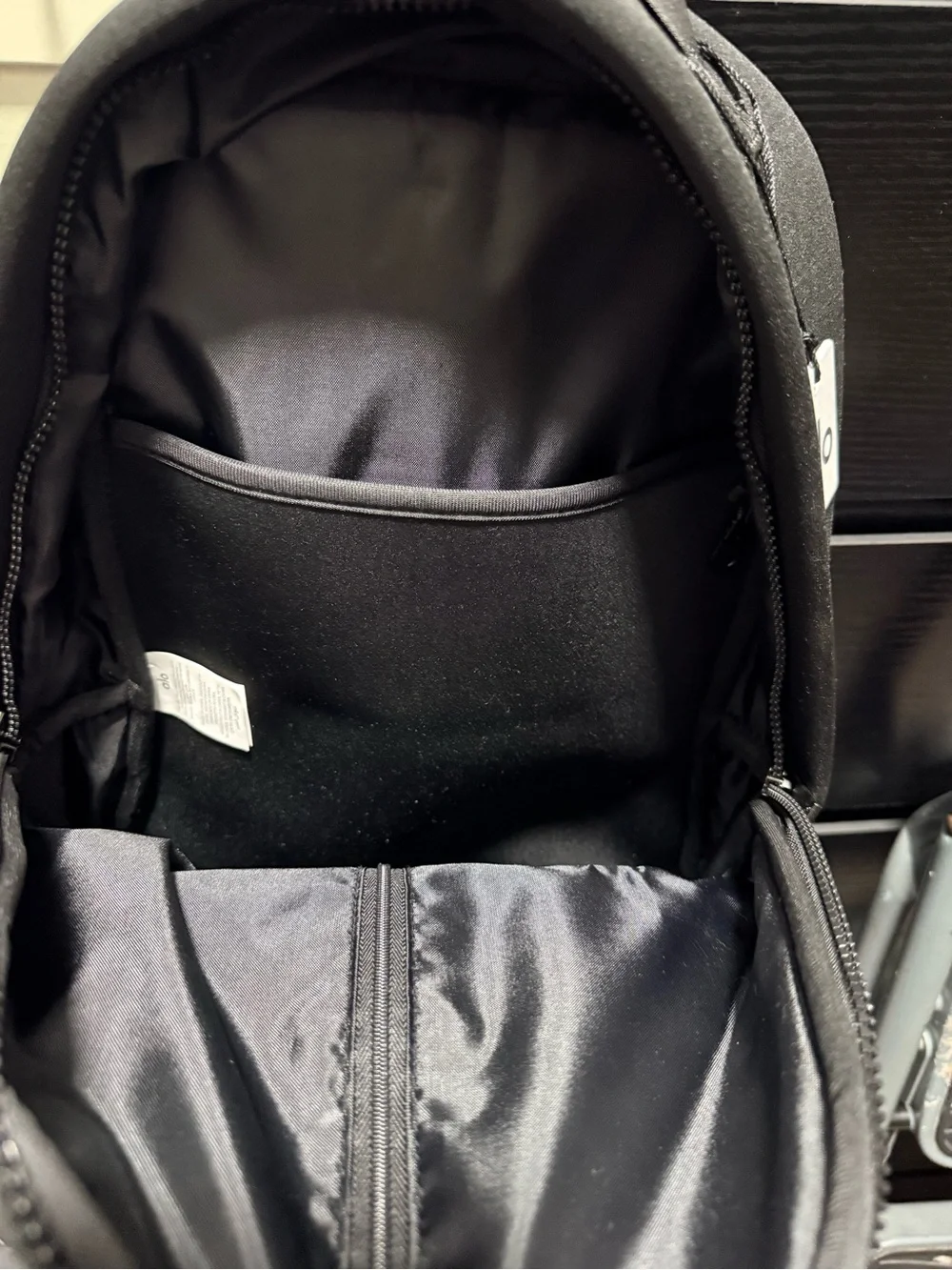ALO Yoga Black Neoprene Backpack with Front Zip Pocket